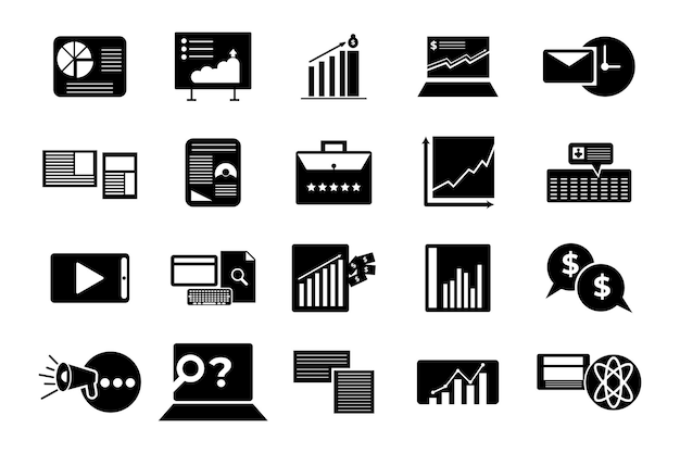 Symbole für digitales marketing festgelegt