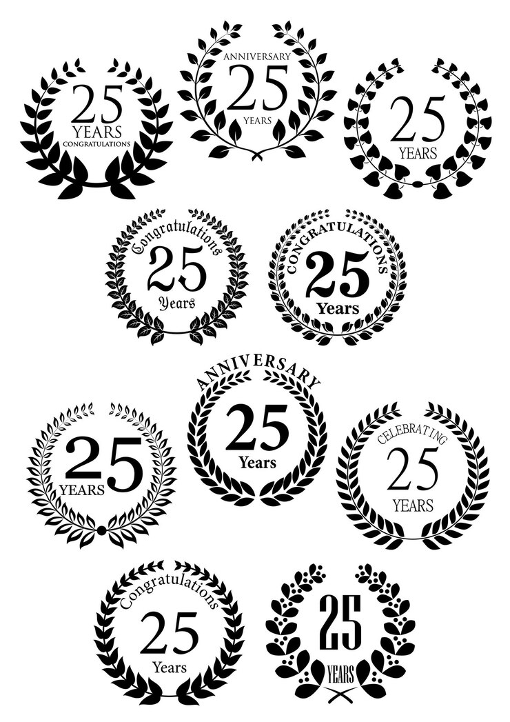 Vektor symbole für heraldische lorbeerkränze zum jubiläum
