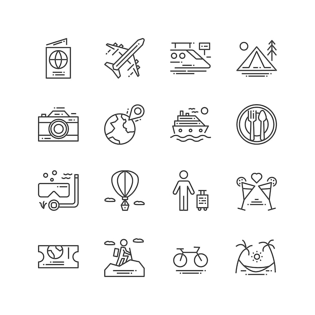 Symbole für Reisen und Aktivitäten
