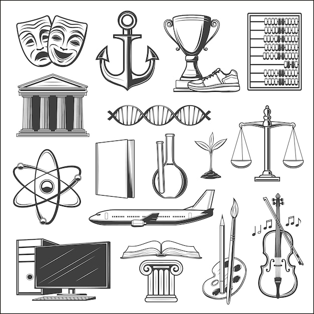 Symbole für schulbuchfarbe und computerbildung