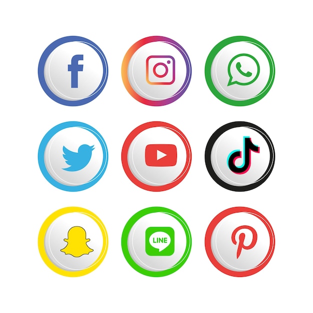 Symbole für soziale Medien setzen Logo-Vektor-Illustrator
