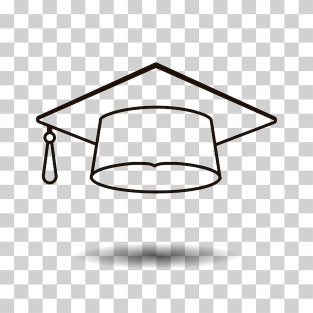 Symbole. graduierungskappe oder hutvektorillustration im flachen stil. abschlusskappe auf dem hintergrund isoliert.