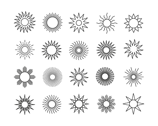 Symbolsatz der sonne mystische himmelszeichen