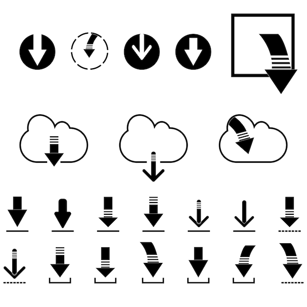 Vektor symbolsatz für cloud-speicher für dateien herunterladen vektorsatz für dateisymbole für website oder anwendung herunterladen