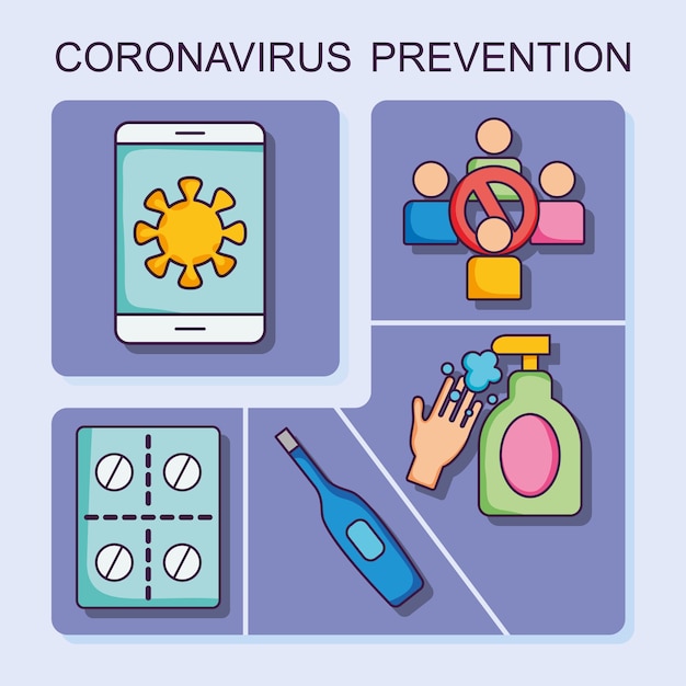 Symbolsatz zur verhinderung von coronaviren