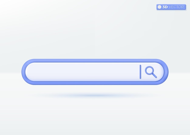 Symbolsymbole für das Design der Suchleiste Browser-Schaltfläche für Web-Navigation und Suchkonzept 3D-Vektor isoliertes Illustrationsdesign Cartoon Pastell Minimaler Stil Sie können für Design ux ui Printwerbung verwendet werden