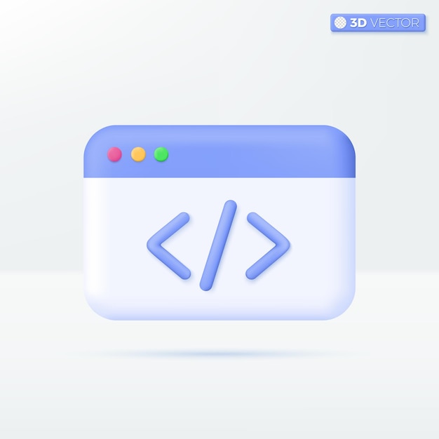 Symbolsymbole für die Entwicklung von Webseiten Codiersprache Programmierung Softwarekonzept 3D-Vektor isoliertes Illustrationsdesign Cartoon Pastell Minimaler Stil Sie können für mobile App ux ui Printwerbung verwendet werden
