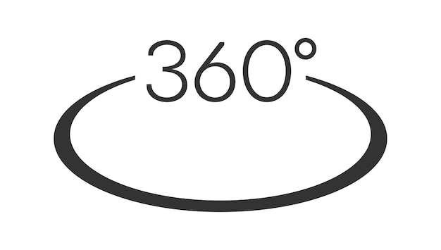 Symbolvektor der 360-grad-app für 360-bereichsansicht und kreisförmige pfeile in grundform