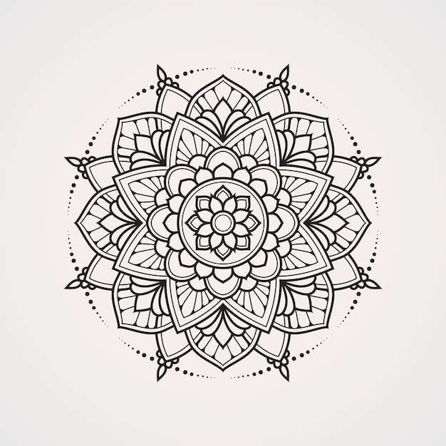 Symmetrisches mandala mit dichten ornamenten, geeignet für henna-tattoos, fotos, malbücher, islam, hindubuddha, indien, pakistan, chinesisch, araber