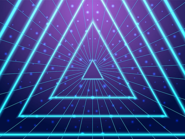 Synthwave Hintergrund Neon Tunnel 80s Style