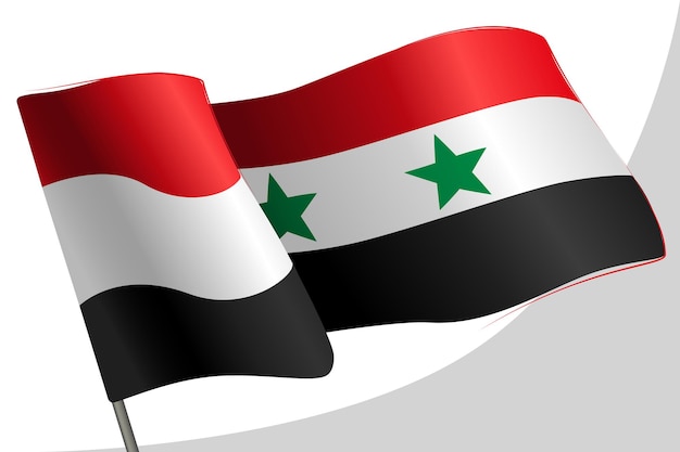 Syrien-wellenfahne auf weißem hintergrund