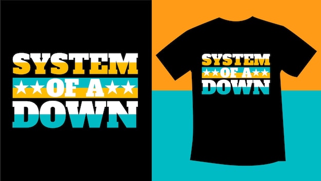 System eines Down-Typografie-T-Shirt-Designs