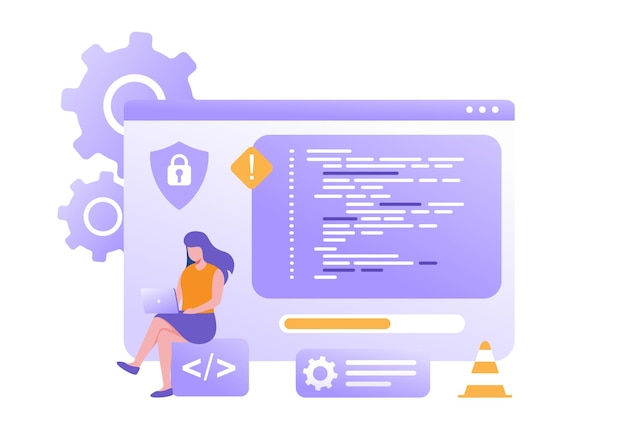 Systemaktualisierung, Wartung, Ladung, Installation, Softwaretechnologie, Internetanwendung, flache Vektorillustration, Banner-Hintergrund für die Zielseite, Website