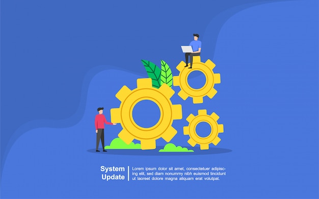Systemaktualisierungskonzept mit leutecharakter