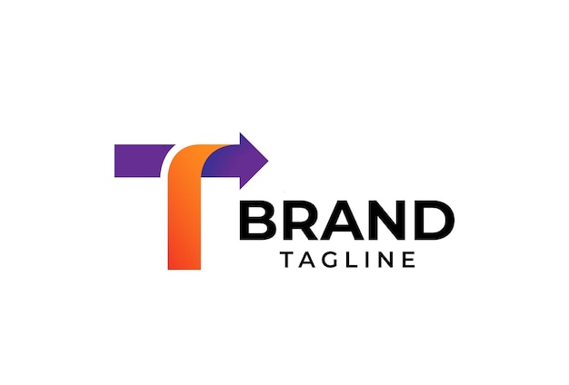 T-logo-anfangsbuchstabe t mit pfeilkombination, verwendbar für logistikfinanzierung und firmenlogos