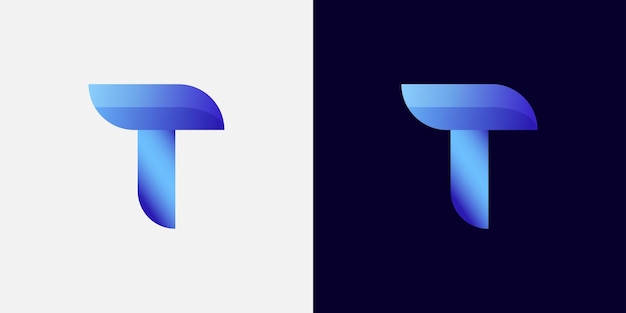 Vektor t logo-design-gradient blau
