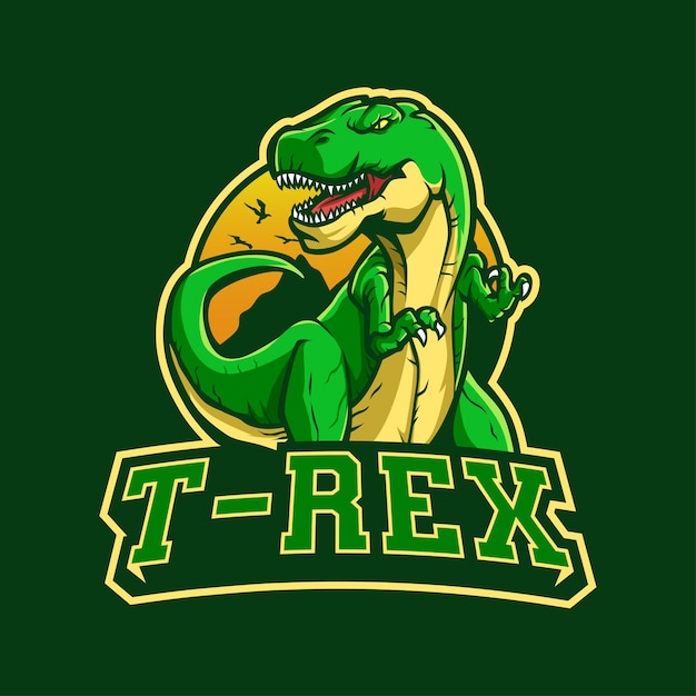 Vektor t rex logo maskottchen für esport und sport