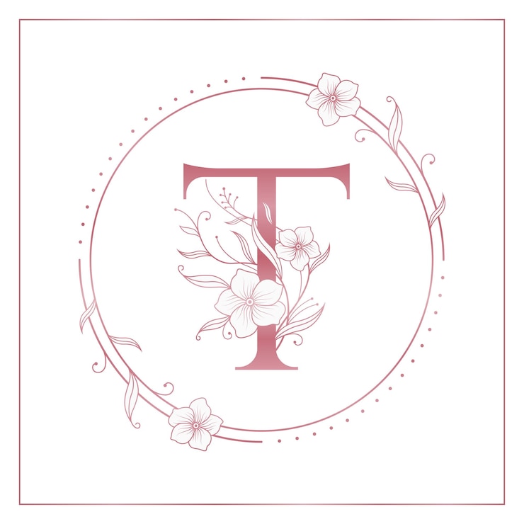 Vektor t rose gold floral circle elegantes logo