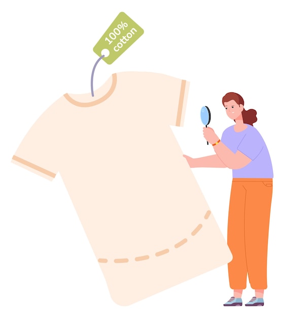 Vektor t-shirt aus natürlicher baumwolle mit retail-tag frauen-look auf kleidung