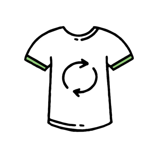 T-shirt aus recycelten materialien mülltrennung co2-konzept des klimawandels vektor-doodle