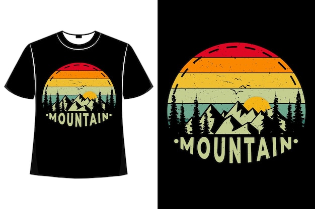 T-shirt bergkiefer sonnenuntergang retro-stil