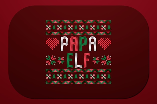 Vektor t-shirt der frohen weihnachten papa-elf