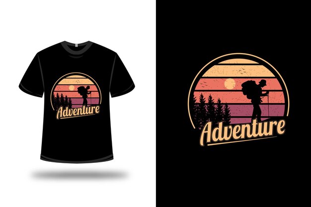 T-shirt design. abenteuer in gelb und orange