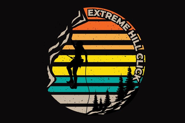 T-shirt design der extremen hügel-gebirgsnatur handgezeichnete retro-vintage-illustration