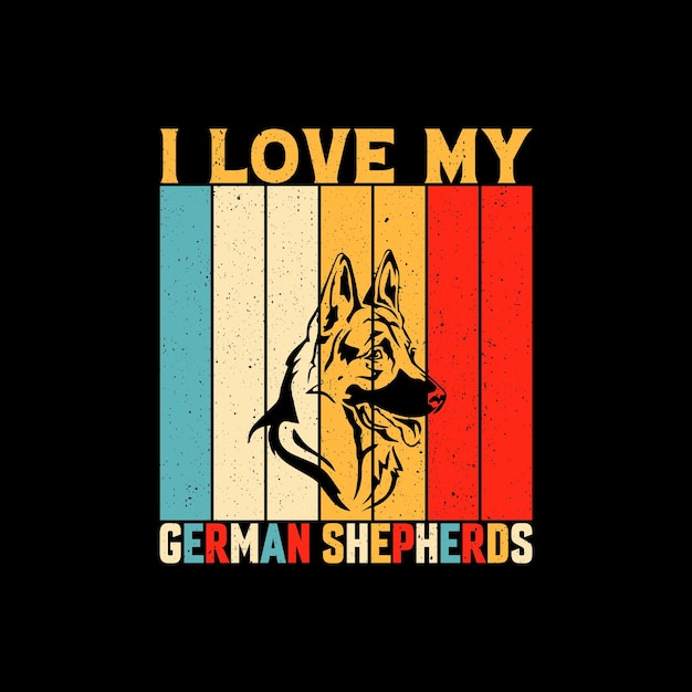 Vektor t-shirt-design für den deutschen schäferhund