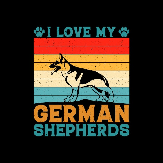 Vektor t-shirt-design für den deutschen schäferhund