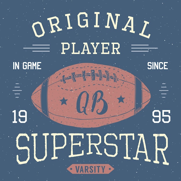 Vektor t-shirt-design fußball-quarterback-superstar-vektor