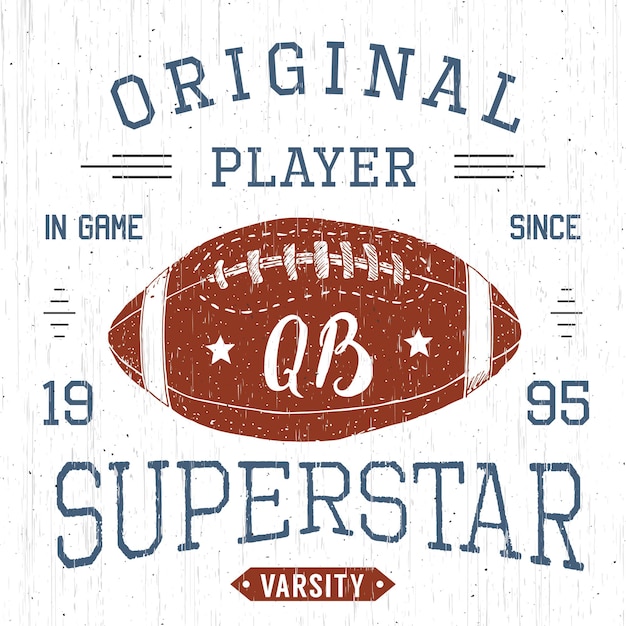 T-shirt-design fußball-quarterback-superstar-vektor