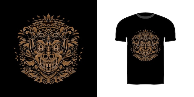 T-shirt design illustration dämon mit gravur ornament