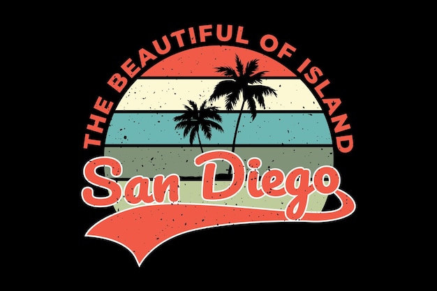 T-shirt design mit san diego island schön im retro