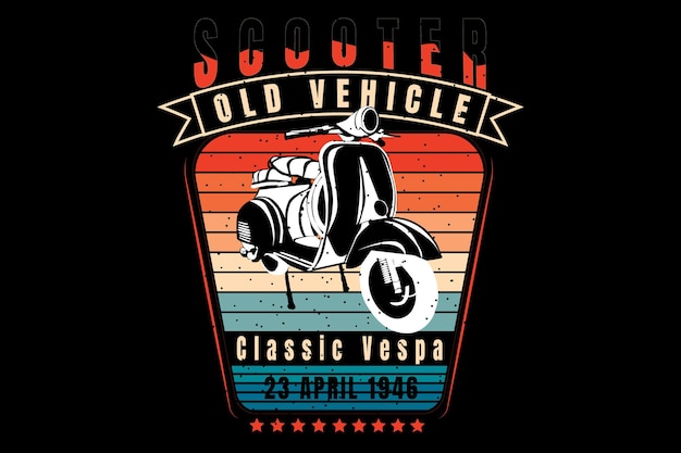 T-shirt design mit silhouette roller oldtimer im retro-vintage