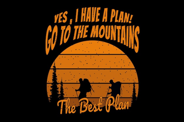 Vektor t-shirt-design mit silhouette wandern bergkiefer im retro