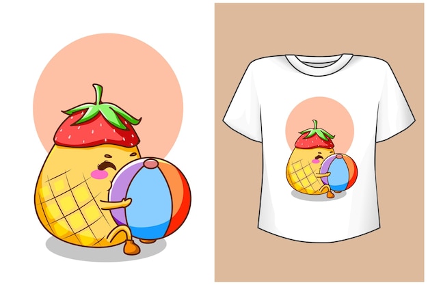 T-shirt design mockup süße ananas im sommer