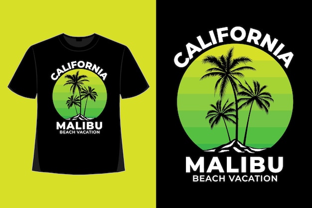 T-shirt design von kalifornien malibu strandurlaub stil retro vintage illustration