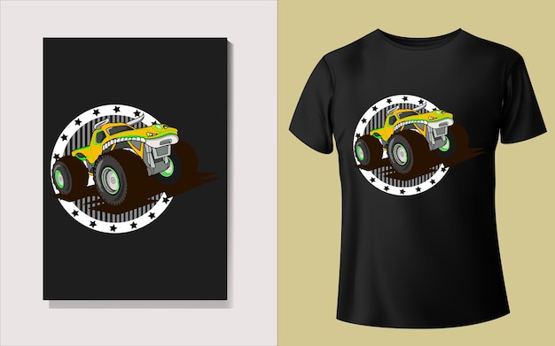 Vektor t-shirt-design von monstertruck