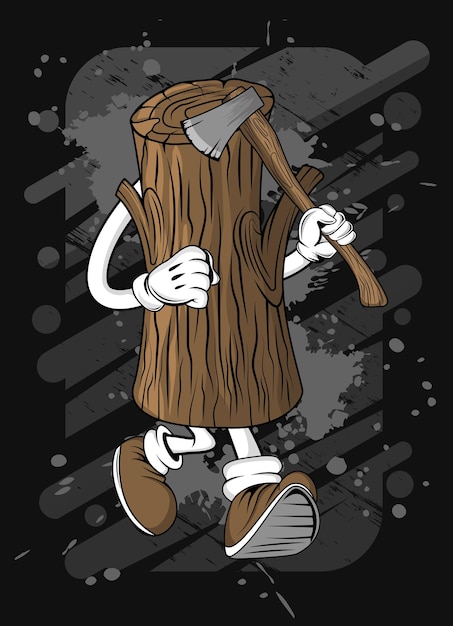 T-shirt-designillustration des karikaturbaums hölzerne