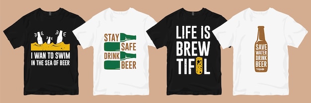Vektor t-shirt designs bundle. bier t-shirt design slogans zitiert waren