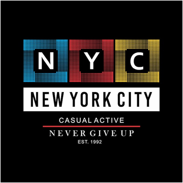 T-Shirt-Designs und Poster mit der Aufschrift „NYC Casual Active“.