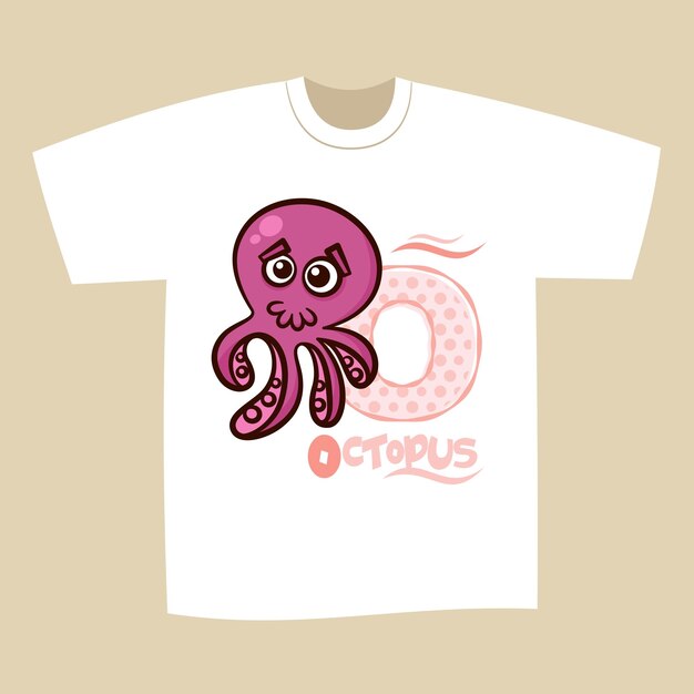 Vektor t-shirt-designschrift o octopus