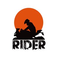 T-shirt-etikettendesign zum thema motorradfahrer