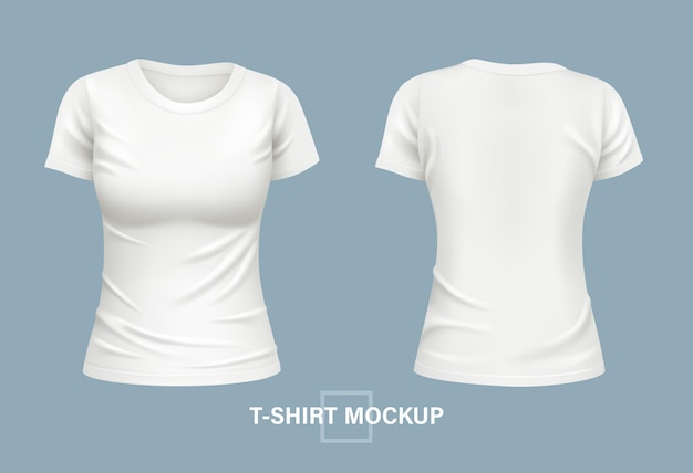 T-Shirt Frau Mockup Vorder- und Rückseite Illustrationen