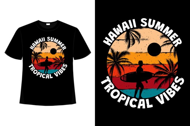 T-shirt hawaii sommer tropical vibes surf beach palm farbe retro vintage style