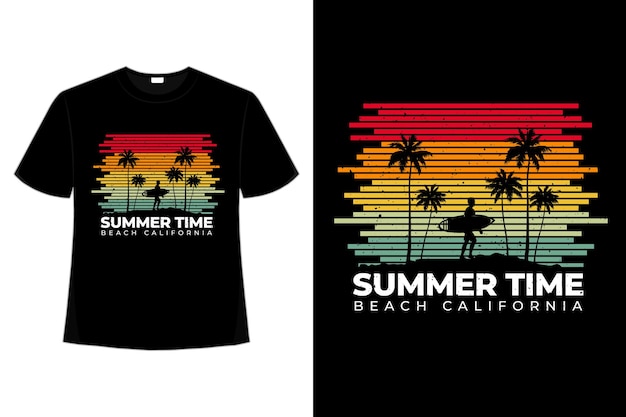 T-shirt linie retro-stil strand sommer kalifornien time