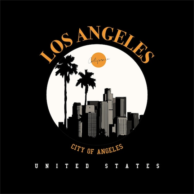 Vektor t-shirt mit los angeles city view-print