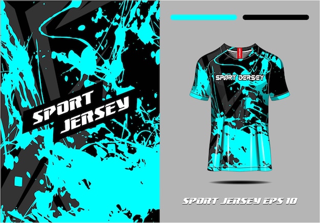 T-Shirt mit Tosca-Farbspritzdesign für Renntrikot-Radsport-Fußballspiel-Premium-Vektor