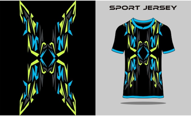 T-Shirt-Mockup-Vorlage Jersey-Rennsport-Gaming-Design Premium-Vektor